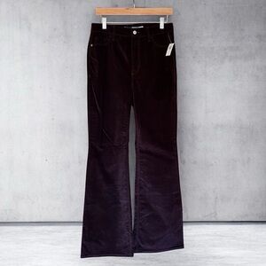 Old Navy Velvet Higher High-Rise Flare Jeans Secret-Smooth Pockets Plum Wine